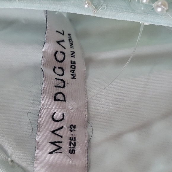 One Shoulder Pearl and sewuin Asymmetrical Hem Gown Seafoam NWT 12 - Picture 4 of 6